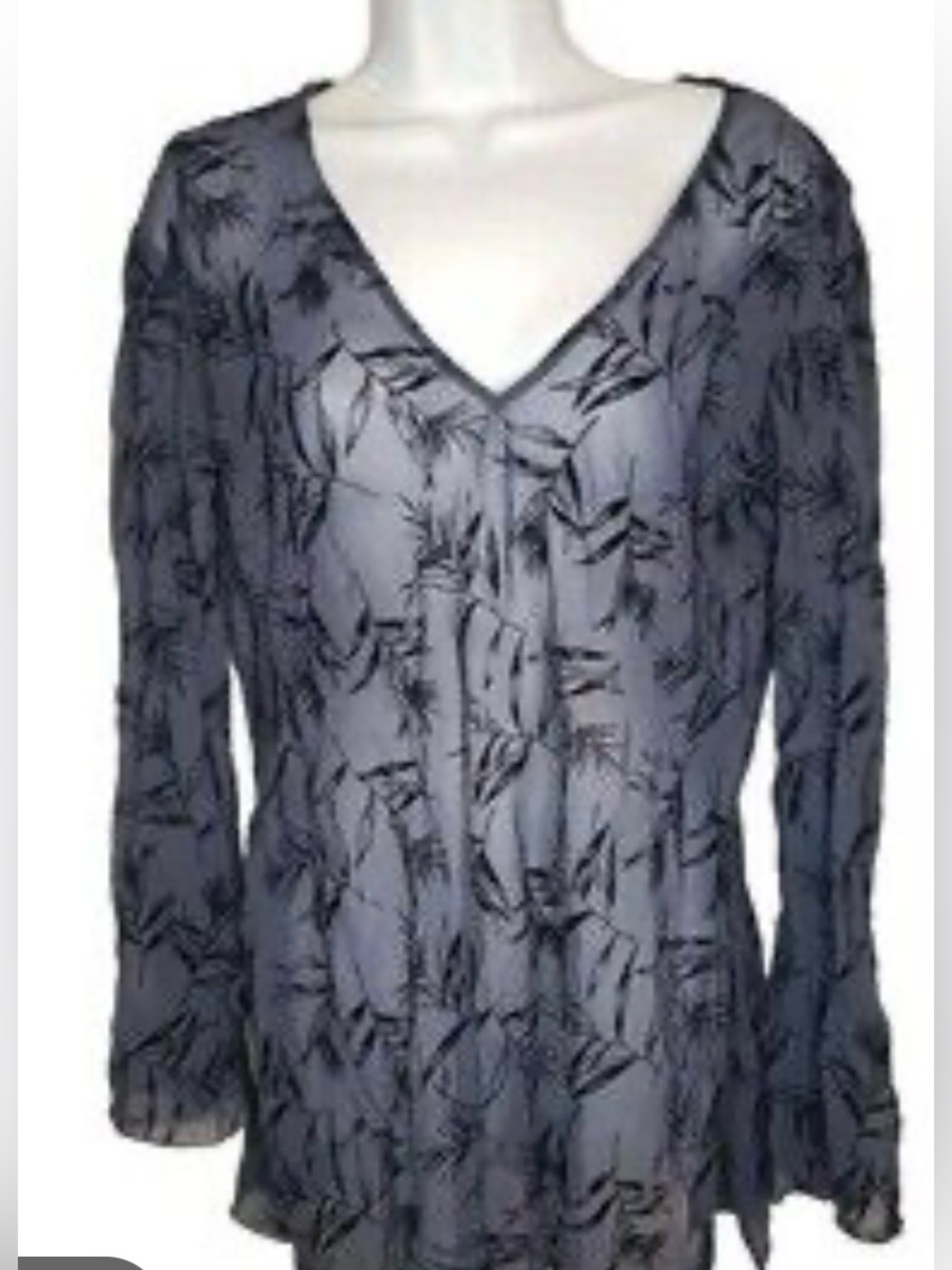 Victoria's Secret Blue Sheer Coverup Features A Leaf Pattern and Long Sleeves M